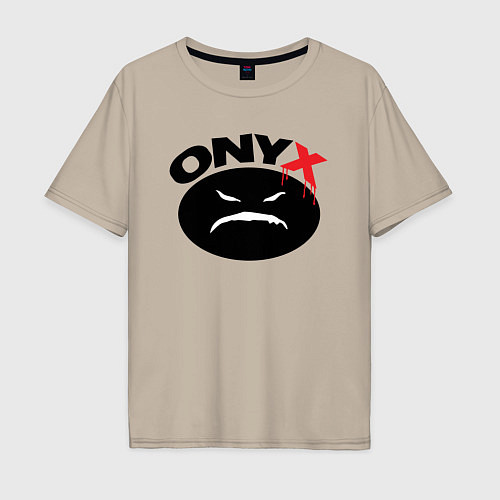 Мужская футболка оверсайз Onyx logo black / Миндальный – фото 1