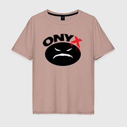 Футболка оверсайз мужская Onyx logo black, цвет: пыльно-розовый