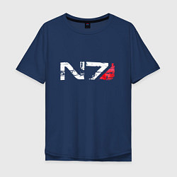 Футболка оверсайз мужская Mass Effect N7 - Logotype, цвет: тёмно-синий
