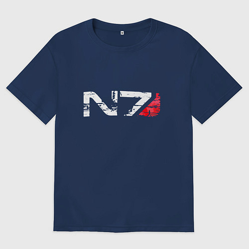 Мужская футболка оверсайз Mass Effect N7 - Logotype / Тёмно-синий – фото 1