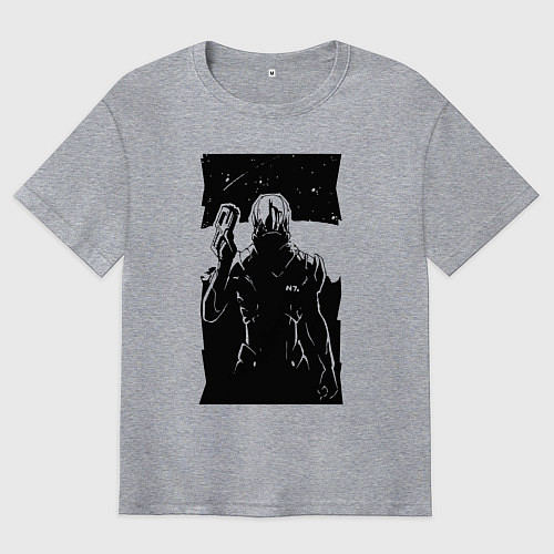 Мужская футболка оверсайз Mass Effect N7 - Warrior / Меланж – фото 1