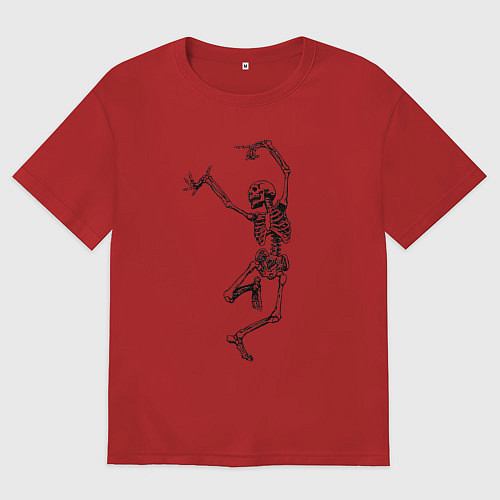 Мужская футболка оверсайз Скелет и балет / Красный – фото 1