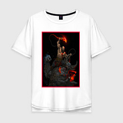 Мужская футболка оверсайз God of War - Кратос против балрога