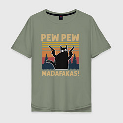 Мужская футболка оверсайз Кот с пистолетами - Madafakas