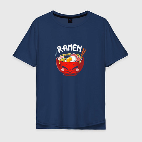 Мужская футболка оверсайз R-AMEN / Тёмно-синий – фото 1