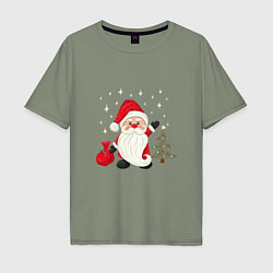 Мужская футболка оверсайз Дед Мороз с подарками Новый год