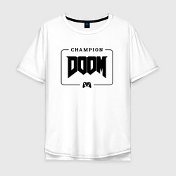 Мужская футболка оверсайз Doom gaming champion: рамка с лого и джойстиком