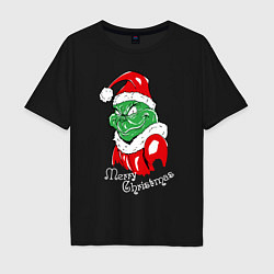 Мужская футболка оверсайз Merry Christmas, Santa Claus Grinch