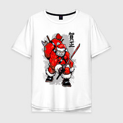 Мужская футболка оверсайз Santa Claus - samurai with katana