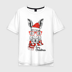 Мужская футболка оверсайз Santa Rabbit - Merry Christmas!