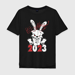 Мужская футболка оверсайз С Новым годом! Злой кролик 2023