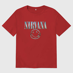 Футболка оверсайз мужская Nirvana - смайлик, цвет: красный