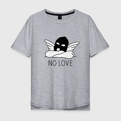 Мужская футболка оверсайз No love - angel in mask / Меланж – фото 1