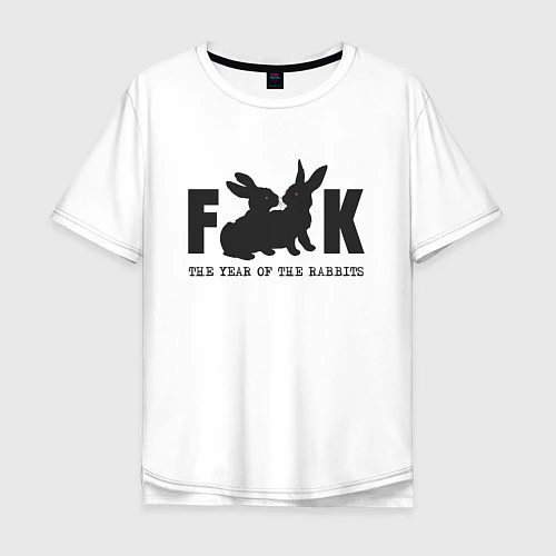 Мужская футболка оверсайз The Year of Rabbit Fuck / Белый – фото 1