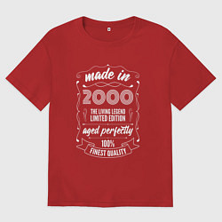 Футболка оверсайз мужская Made in 2000 retro old school, цвет: красный