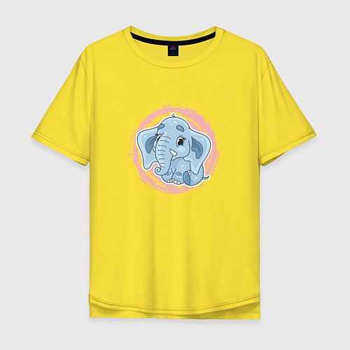 Мужская футболка оверсайз Мультяшный милый слонёнок / Желтый – фото 1