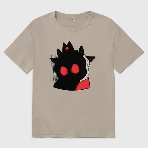 Мужская футболка оверсайз Cult of the Lamb - Овечка в испуге / Миндальный – фото 1