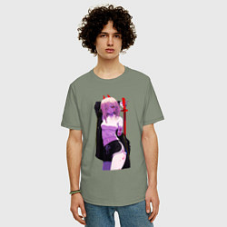 Футболка оверсайз мужская Милашка Пауэр - Человек бензопила, цвет: авокадо — фото 2