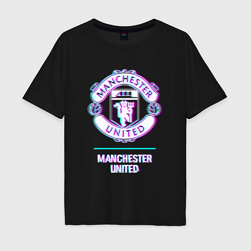 Мужская футболка оверсайз Manchester United FC в стиле glitch / Черный – фото 1