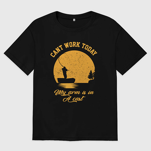 Мужская футболка оверсайз Я Сегодня не могу работать у меня рука болит / Черный – фото 1