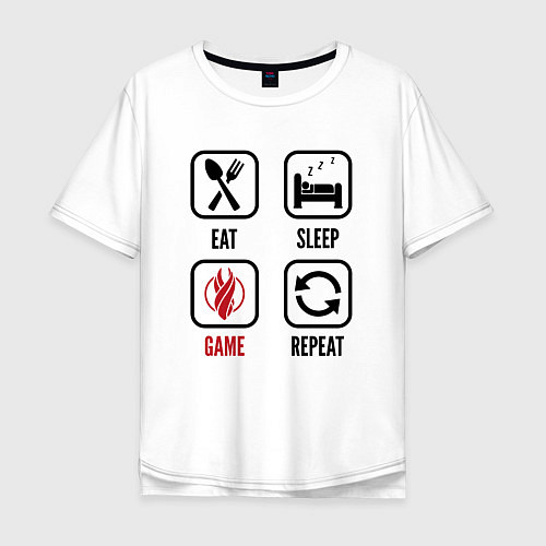 Мужская футболка оверсайз Eat - sleep - Dead Space - repeat / Белый – фото 1
