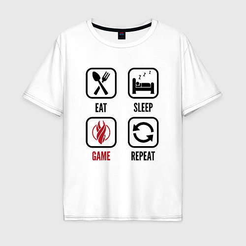 Мужская футболка оверсайз Eat - sleep - Dead Space - repeat / Белый – фото 1