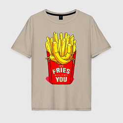 Футболка оверсайз мужская Time fries when Im with you, цвет: миндальный