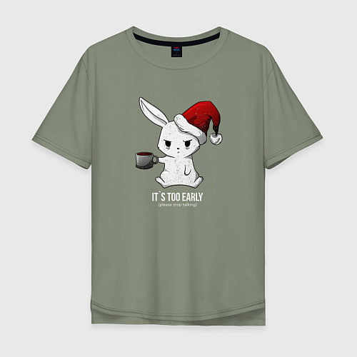 Мужская футболка оверсайз Bunny its too early / Авокадо – фото 1