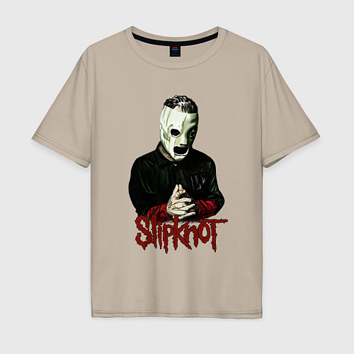 Мужская футболка оверсайз Slipknot mask / Миндальный – фото 1