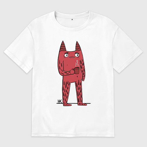 Мужская футболка оверсайз Кот босс / Белый – фото 1