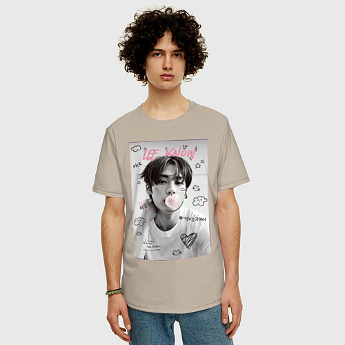 Мужская футболка оверсайз Lee Know Stray Kids / Миндальный – фото 3