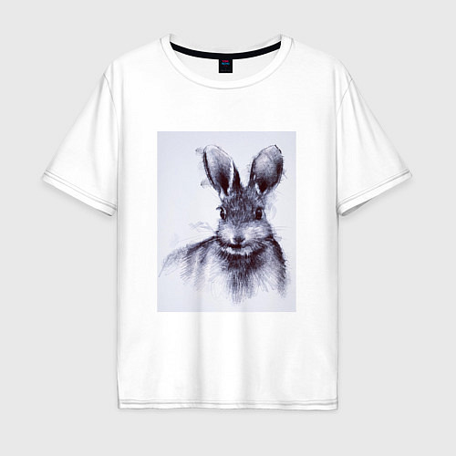 Мужская футболка оверсайз Rabbit symbol 2023 / Белый – фото 1