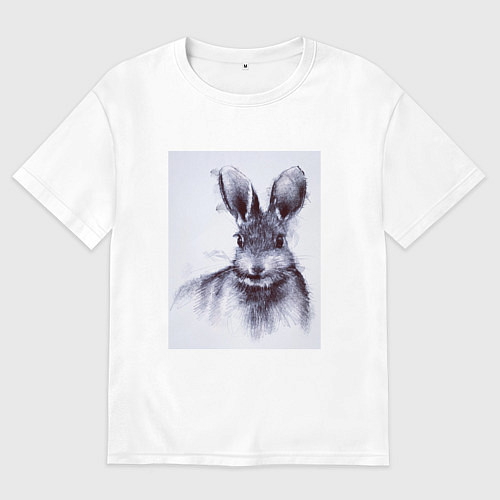 Мужская футболка оверсайз Rabbit symbol 2023 / Белый – фото 1