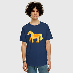 Футболка оверсайз мужская Золотая лошадка, цвет: тёмно-синий — фото 2