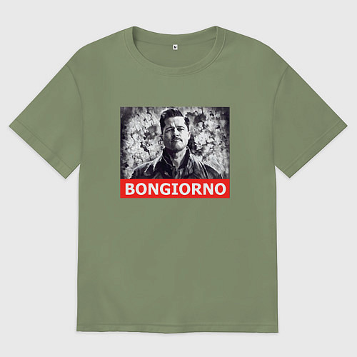 Мужская футболка оверсайз Лейтенант Альдо Рейн Basterds / Авокадо – фото 1