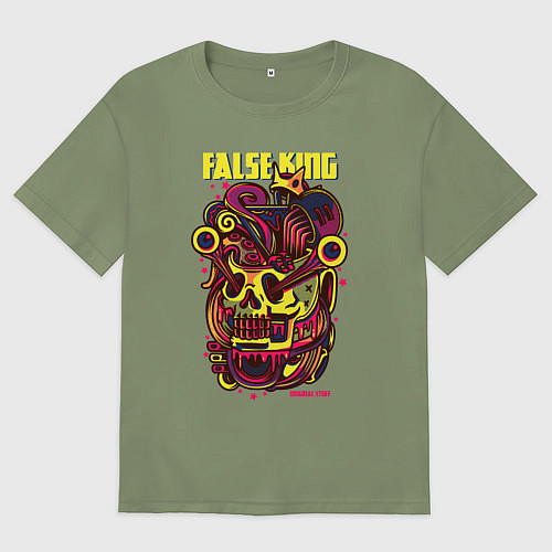 Мужская футболка оверсайз Череп фальшивый король / Авокадо – фото 1