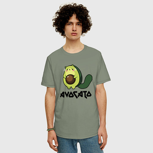 Мужская футболка оверсайз Avocado - AvoCATo - Joke / Авокадо – фото 3