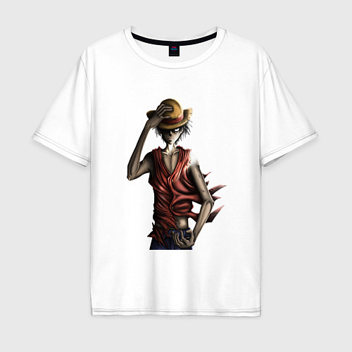 Мужская футболка оверсайз One piece d luffy / Белый – фото 1