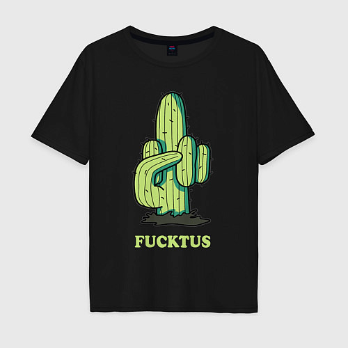 Мужская футболка оверсайз Cactus Fucktus / Черный – фото 1