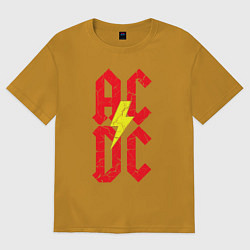 Футболка оверсайз мужская AC DC logo, цвет: горчичный