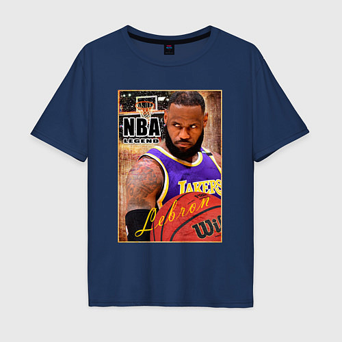 Мужская футболка оверсайз NBA легенды Леброн Джеймс / Тёмно-синий – фото 1