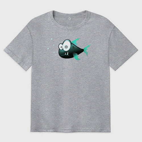 Мужская футболка оверсайз Удивлённая рыбка / Меланж – фото 1
