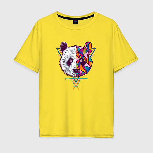 Мужская футболка оверсайз PANDA полигоны / Желтый – фото 1