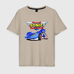 Футболка оверсайз мужская Team Sonic racing - hedgehog, цвет: миндальный