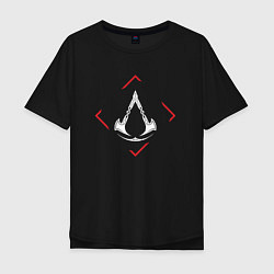 Мужская футболка оверсайз Символ Assassins Creed в красном ромбе