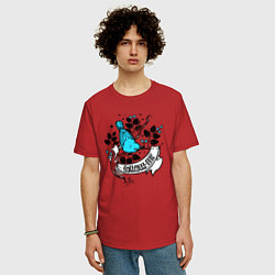 Футболка оверсайз мужская Птица и ягоды - follow me, цвет: красный — фото 2