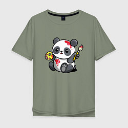 Мужская футболка оверсайз Панда - крутой художник! Cutie