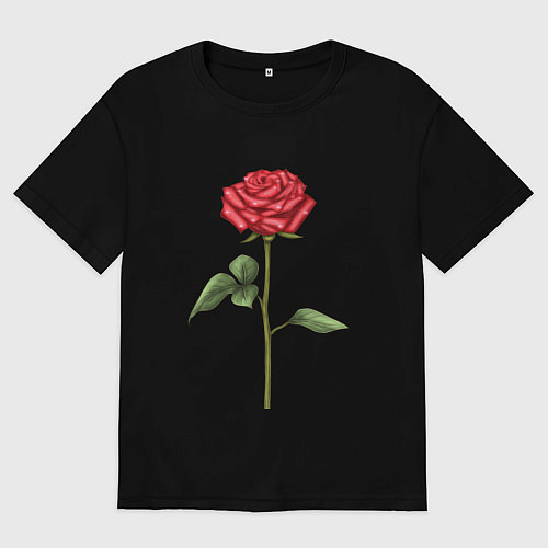 Мужская футболка оверсайз Роза красная / Черный – фото 1