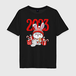 Мужская футболка оверсайз Зайка в подарках 2023