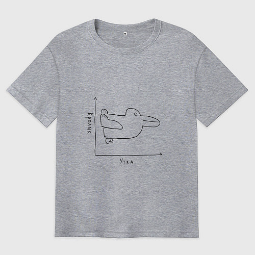 Мужская футболка оверсайз Утка - кролик / Меланж – фото 1